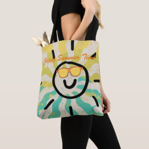 Glückliche Sommerzeit bunt Muster Sonne Gesicht ni Tasche