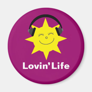Glückliche Sonne Lovin Lebens u. Kopfhörermagnet Magnet