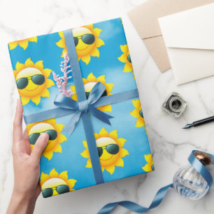 Glückliche Sonne mit Sonnenbrille Geschenkpapier