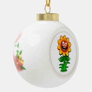 GLÜCKLICHE SONNENBLUME KERAMIK Kugel-Ornament