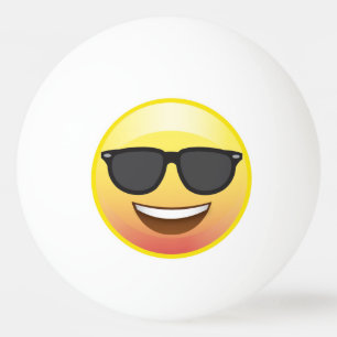 Glückliche Sonnenbrille Emoji stellt Klingeln Pon Tischtennisball