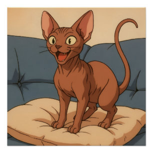 Glückliche Sphynx-Katze Poster