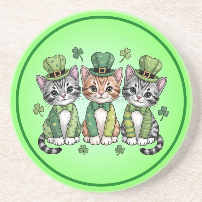 Glückliche St. Patrick’s Day-Kätzchen-47474 Getränkeuntersetzer (Vorne)