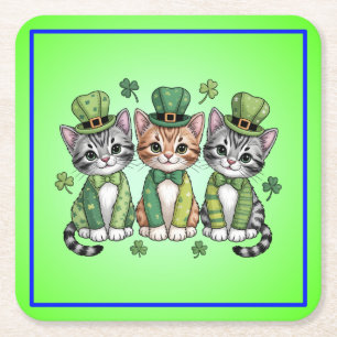 Glückliche St. Patrick’s Day-Kätzchen-47474 Rechteckiger Pappuntersetzer