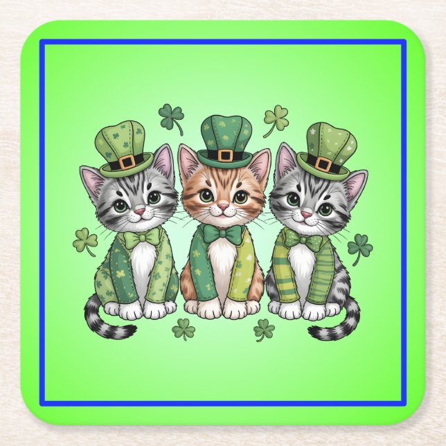 Glückliche St. Patrick’s Day-Kätzchen-47474 Rechteckiger Pappuntersetzer (Vorderseite)