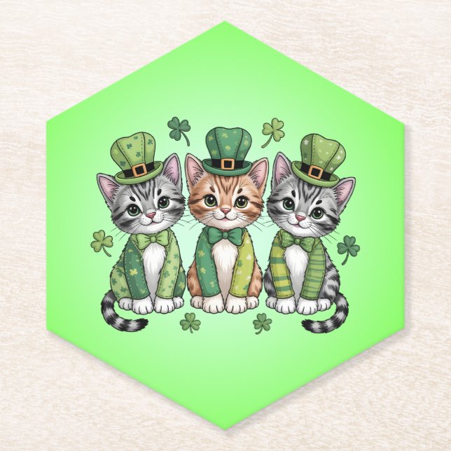 Glückliche St. Patrick’s Day-Kätzchen-47474 Untersetzer (Vorderseite)