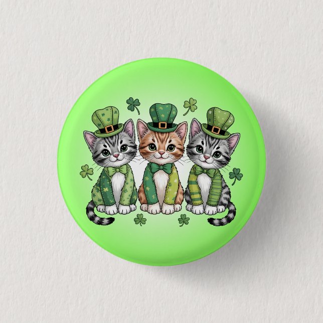Glückliche St. Patrick's Day-Kätzchen-47474 Button (Vorderseite)