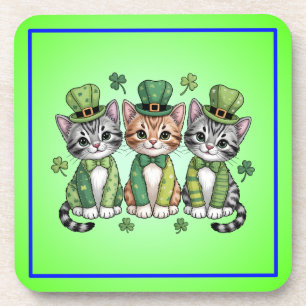 Glückliche St. Patrick's Day-Kätzchen-47474 Getränkeuntersetzer