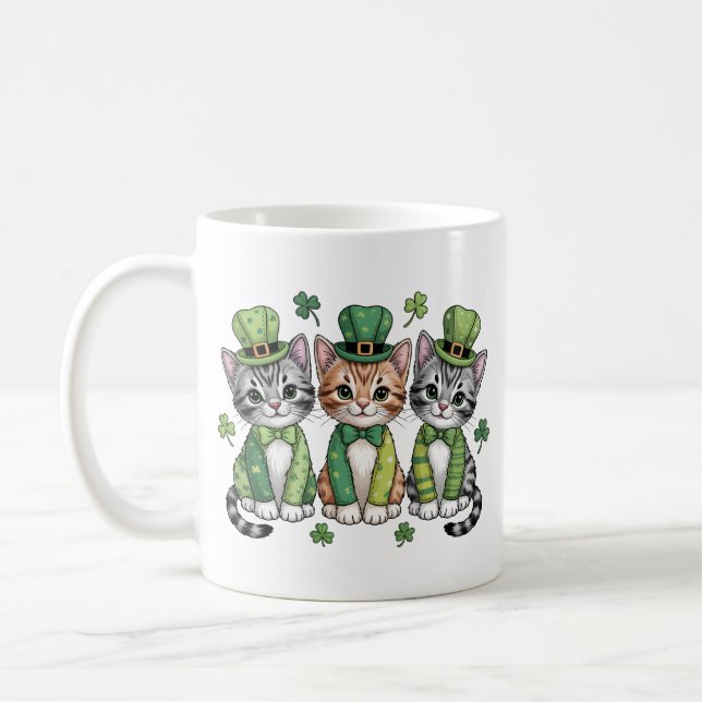 Glückliche St. Patrick's Day-Kätzchen-47474 Kaffeetasse (Links)