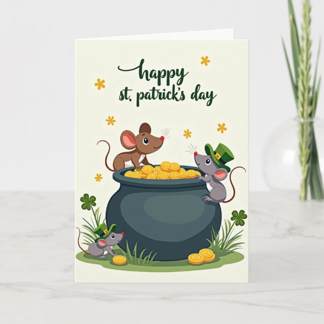 Glückliche St. Patricks Day Mäuse Karte (Vorderseite)