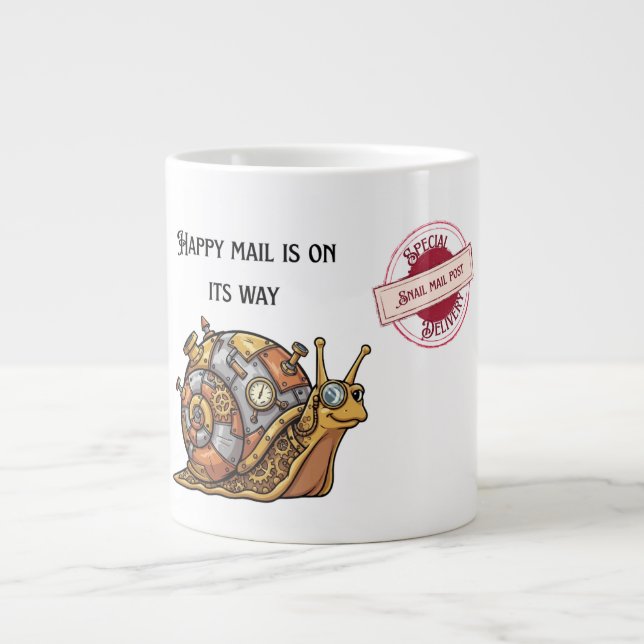Glückliche Steampunk-Schnitzpost Jumbo-Tasse (Vorderseite)
