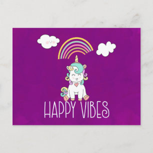 Glückliche Stimmung Süßes Lächelnde Einhorn Postkarte