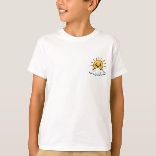 Glückliche strahlende Sonne hinter einer Wolke Kin T-Shirt