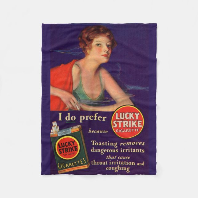 Glückliche Strikes Zigarettenanzeige der 1920er Fleecedecke (Vorderseite)