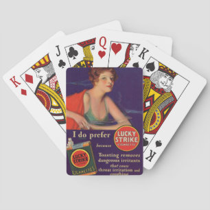 Glückliche Strikes Zigarettenanzeige der 1920er Spielkarten