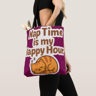 Glückliche Stunde Nickerchen – Cozy Cat Tote Tasche
