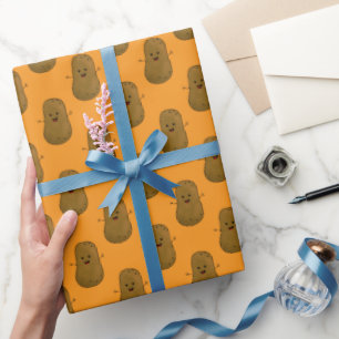 Glückliche Süßkartoffel Orange Geschenkpapier