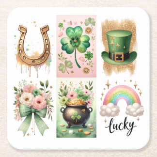 Glückliche Symbole, St. Patrick's Day Paper Unters Rechteckiger Pappuntersetzer