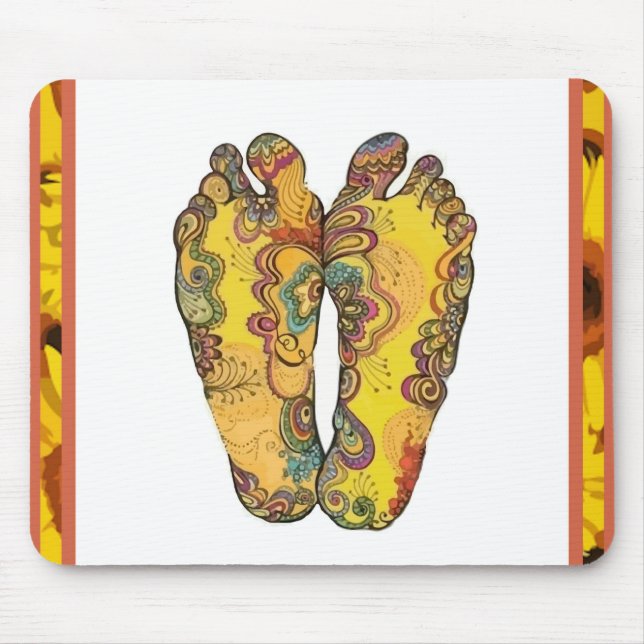 Glückliche Tappin Hippie-Füße Mousepad (Vorne)