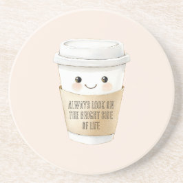 Glückliche Tasse Sieh die Sache von der positiven Getränkeuntersetzer