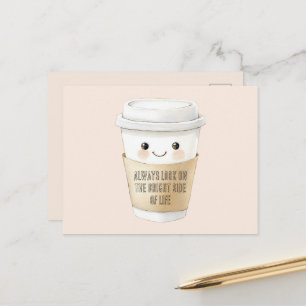 Glückliche Tasse Sieh die Sache von der positiven Postkarte