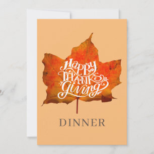 Glückliche Thanksgiving-Dinnerparty Herbstblätter Einladung