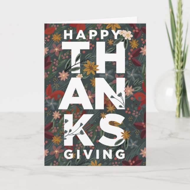 Glückliche Thanksgiving floralgeklappte Grußkarte Karte (Vorderseite)