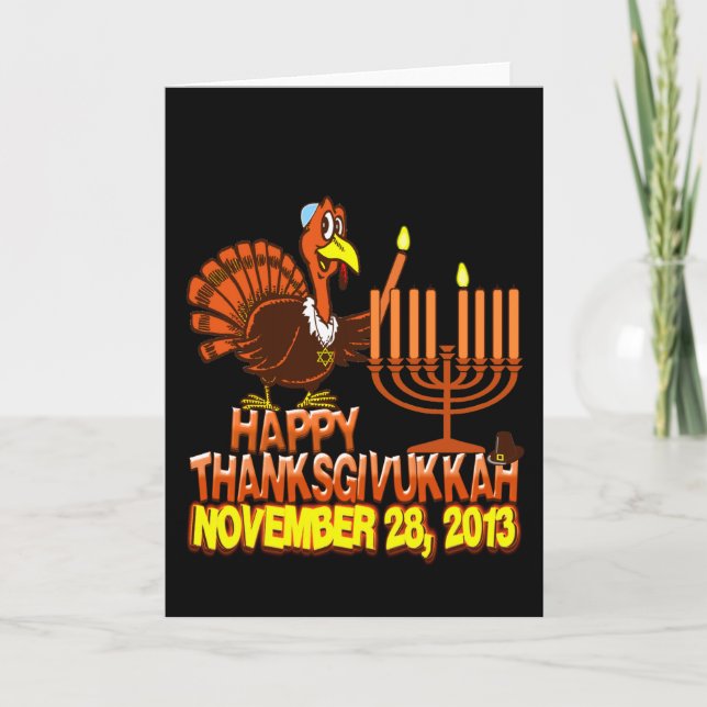 Glückliche Thanksgivukkah Chanukka Feiertagskarte (Vorderseite)