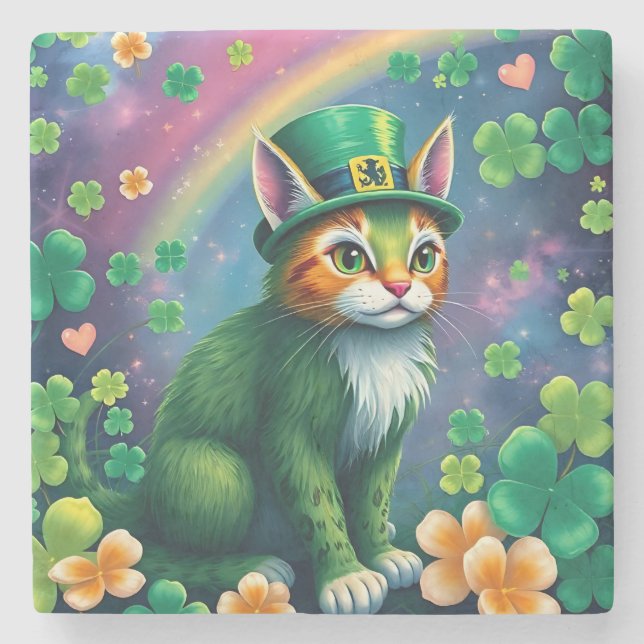 Glückliche Tiere in Tarnung - St. Patrick's Day Fu Steinuntersetzer (Vorderseite)