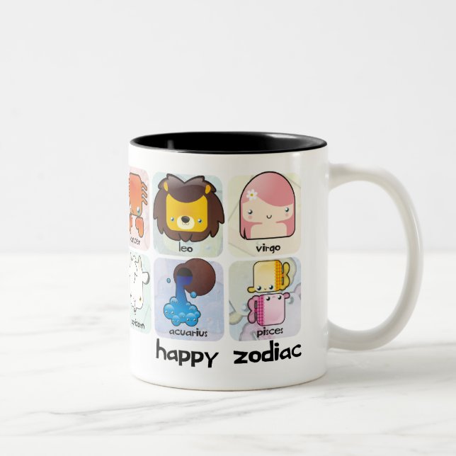 Glückliche Tierkreis-Tasse Zweifarbige Tasse (Rechts)