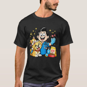 Glückliche Tierpflege Maskottchen Niedliches Tier T-Shirt
