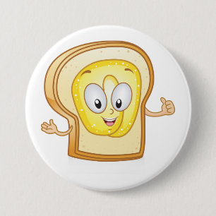 Glückliche Toast Kawaii Buttersemmel Scheibe Button