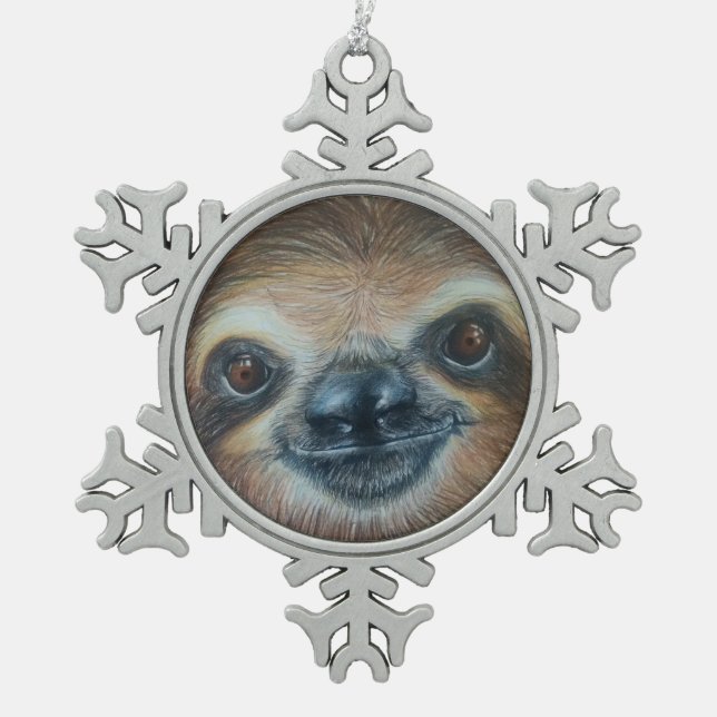 GLÜCKLICHE TRÄGHEIT! SCHNEEFLOCKEN Zinn-Ornament (Vorderseite)