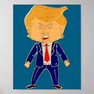 Glückliche Trump Cartoon – Lustiger 2026 Meme Tren Poster