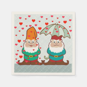 Glückliche und mürrische Gnomes Serviette