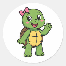 Glückliche und neugierige Schildkröte Runder Aufkleber