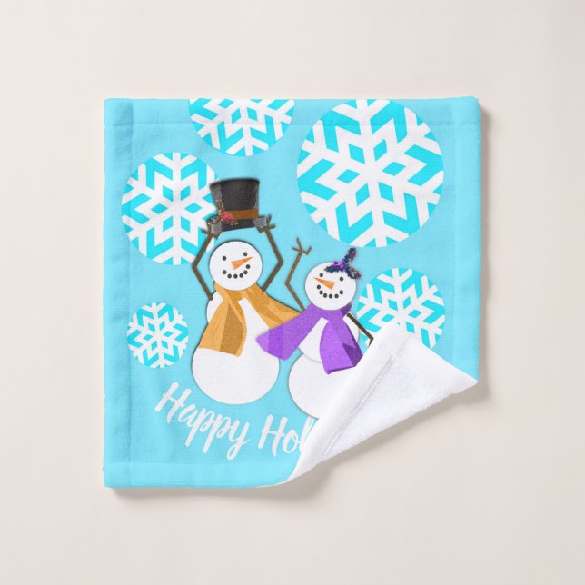 GLÜCKLICHE URLAUB : Winterfreunde Badhandtuch Set (Waschlappen)