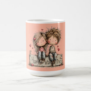 Glückliche Valentinsbank-Duo Kaffeetasse