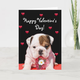 Glückliche Valentinstag-Bulldoggengrußkarte Feiertagskarte