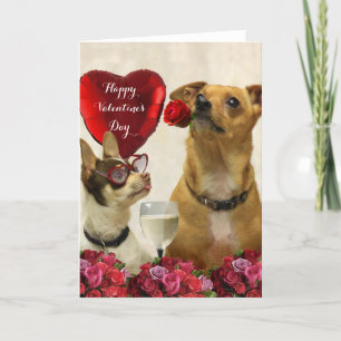 Glückliche Valentinstag-Chihuahua verfolgen Karte