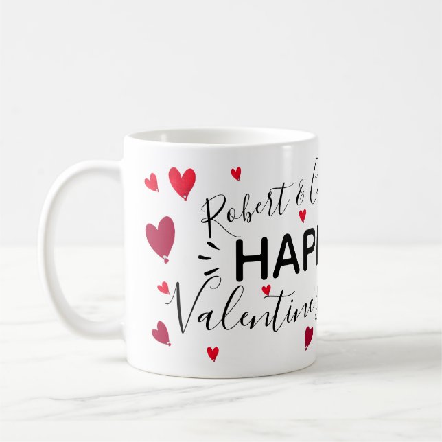 Glückliche Valentinstag-Herzen addieren Namen Kaffeetasse (Links)