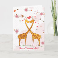 Glückliche Valentinstag Niedliche Giraffen Blume