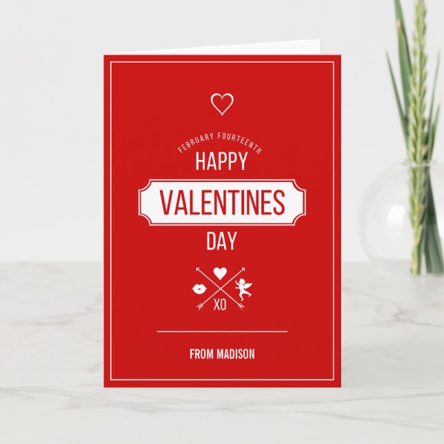 Glückliche Valentinstag-Valentinsgruß-Symbol-Karte Feiertagskarte (Vorderseite)