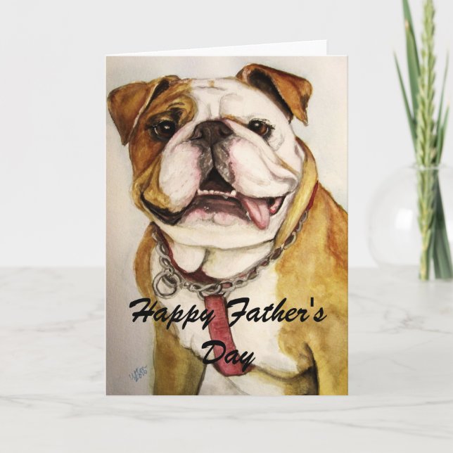 Glückliche Vatertags-Bulldoggenkarte Karte (Vorderseite)