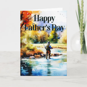 Glückliche Vatertagskarte - Fliegenfischen Feiertagskarte
