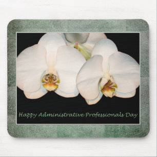 Glückliche Verwaltungsfachleute-Weiß-Orchideen Mousepad