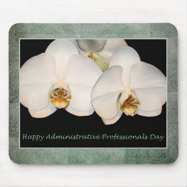 Glückliche Verwaltungsfachleute-Weiß-Orchideen Mousepad (Vorne)
