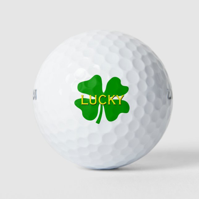 Glückliche vierblättriges Kleeblatt | personalisie Golfball (Vorderseite)