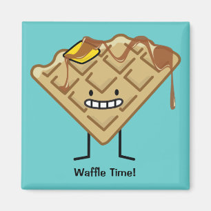 Glückliche Waffel mit Sirup- und Butterfrühstüc Magnet