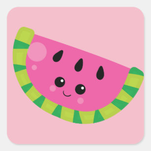Glückliche Wassermelone Quadratischer Aufkleber